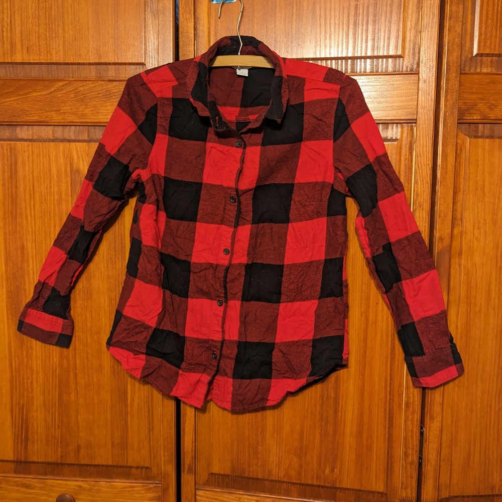 Old Navy Red and Black Plaid Shirt